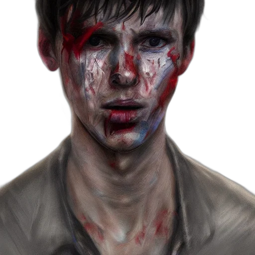 face, photorealistic, comic book art, watercolor, concept art, red, dark, realistic transparent PNG cut-out