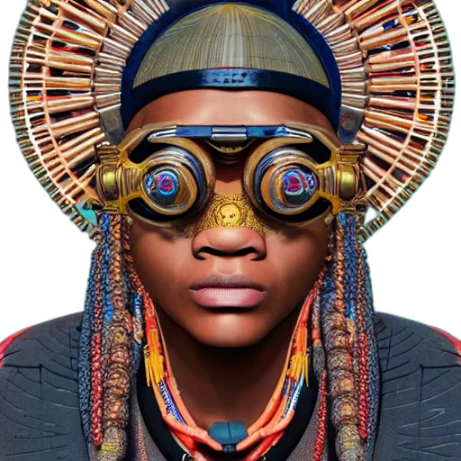 jewelry, mask, face, crown, photorealistic, concept art, cyberpunk, 3d render transparent PNG cut-out
