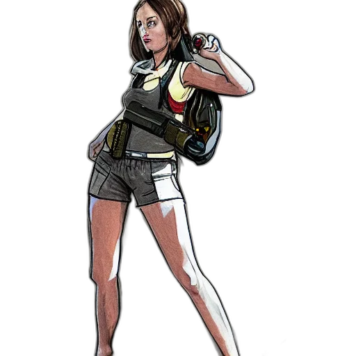jacket, staff, concept art, comic book art, pixel art, cartoon, girl, wearing transparent PNG cut-out