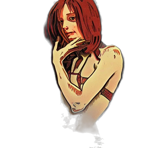 comic book art, concept art, watercolor, pixel art, red, earth tones, golden, xenomorph transparent PNG cut-out