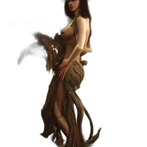 creature, dress, dragon, staff transparent PNG cut-out