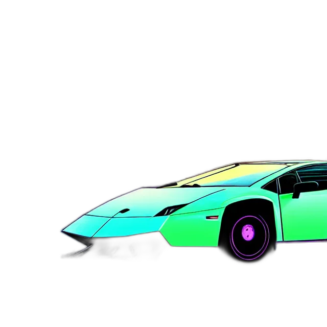 car, 3d render, concept art, vaporwave transparent PNG cut-out