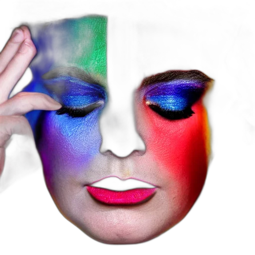 mask, face, hat, photorealistic, watercolor, 3d render, concept art, colorful transparent PNG cut-out