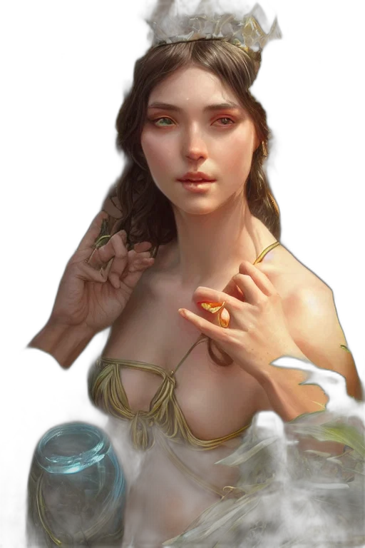 jewelry, face, dress, mask, fantasy art, concept art, photorealistic, oil painting transparent PNG cut-out