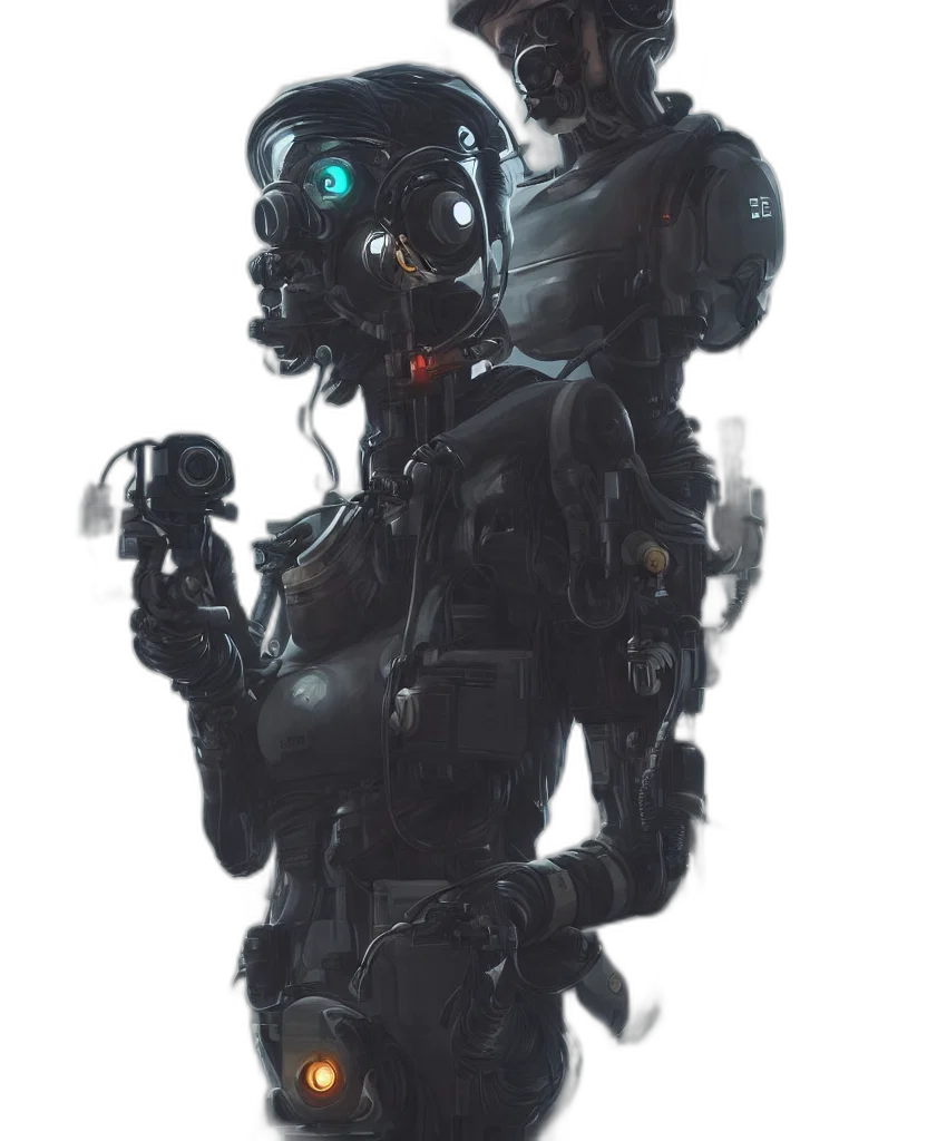 robot, creature, weapon, staff transparent PNG cut-out