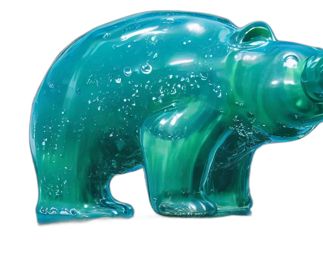3d render, photorealistic, green, blue, giant, sculpture, gummy, bear transparent PNG cut-out