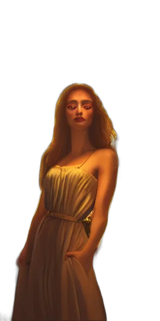 dress, jewelry, face, staff, photorealistic, concept art, fantasy art, oil painting transparent PNG cut-out