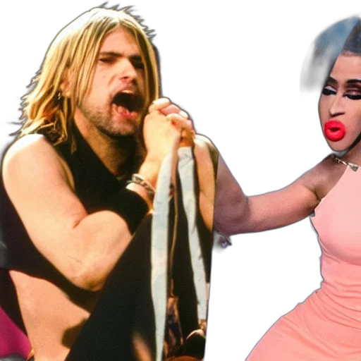 kurt, cobain, fighting, cardi, badly, horrific, violent transparent PNG cut-out