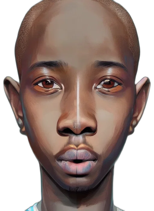 face, mask, photorealistic, concept art, 3d render, cartoon, dark, earth tones transparent PNG cut-out