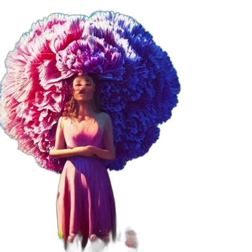 dress, umbrella, hair, flower transparent PNG cut-out