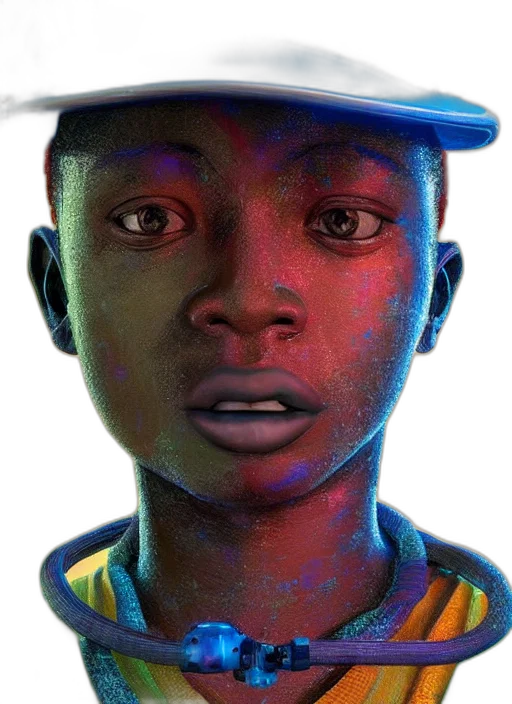 face, hat, robot, creature, photorealistic, concept art, watercolor, 3d render transparent PNG cut-out
