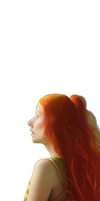 hair, face, crown, dress, photorealistic, watercolor, concept art, fantasy art transparent PNG cut-out