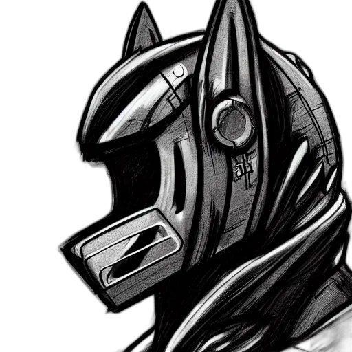 mask, robot, face, animal, comic book art, concept art, cyberpunk, pencil sketch transparent PNG cut-out