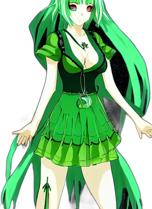 dress, staff, anime, concept art, cartoon, pixel art, green, monochrome transparent PNG cut-out
