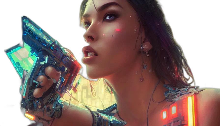 robot, jewelry, weapon, cyberpunk transparent PNG cut-out