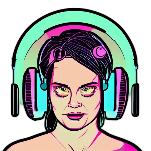 face, cyberpunk, cartoon, vaporwave transparent PNG cut-out
