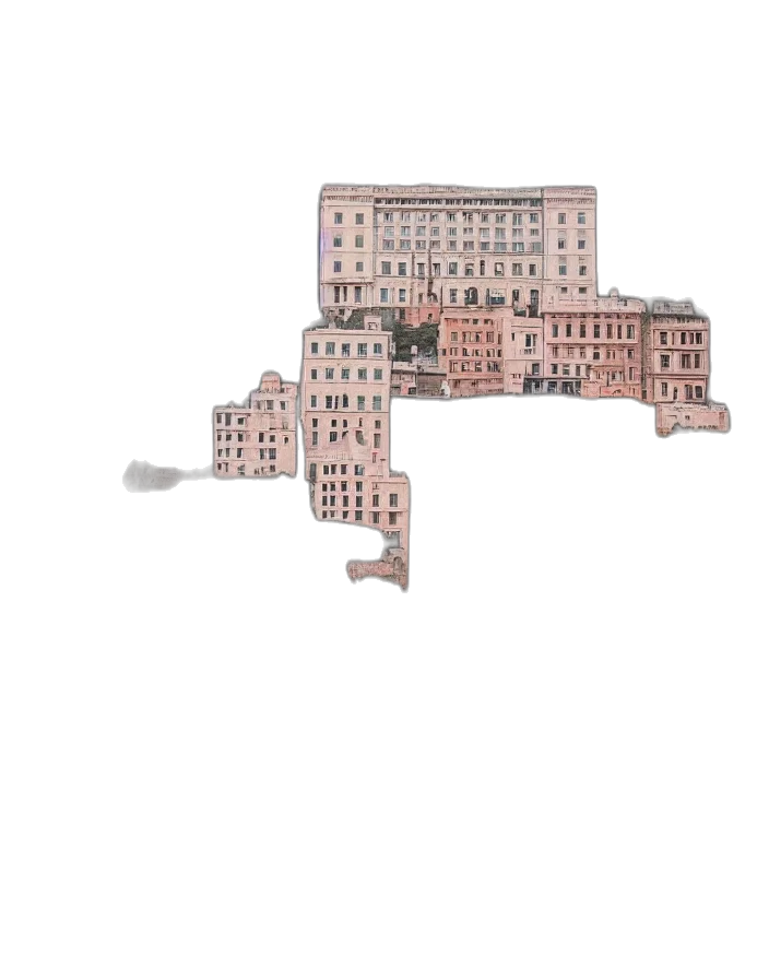 building, furniture, umbrella, 3d render transparent PNG cut-out