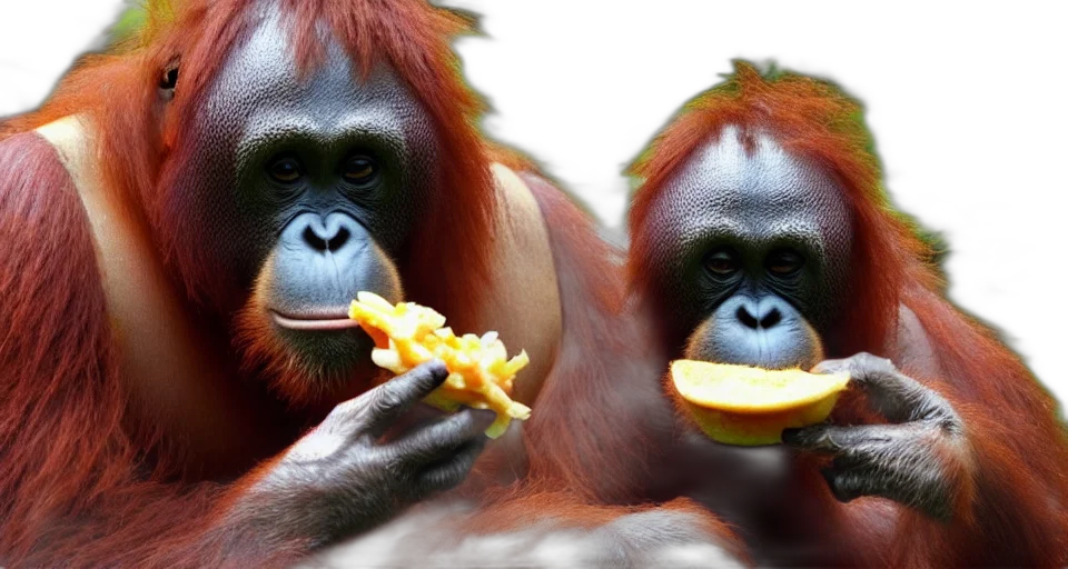 animal, food, photorealistic, orangutan transparent PNG cut-out