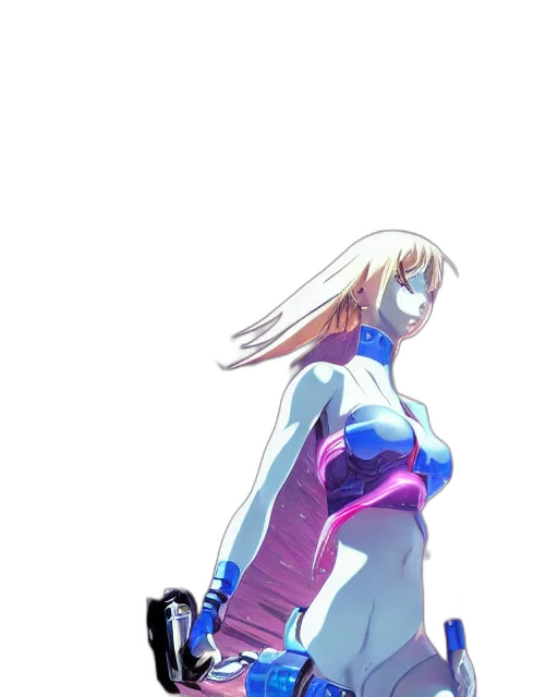 dress, robot, sword, weapon, concept art, vaporwave, anime, pixel art transparent PNG cut-out