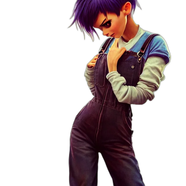 jacket, staff, concept art, comic book art, cyberpunk, anime, outer space, neon lights transparent PNG cut-out