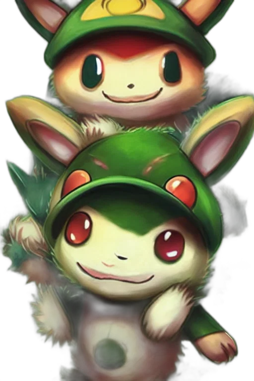 staff, hat, concept art, fantasy art, pixel art, 3d render, green, teemo transparent PNG cut-out