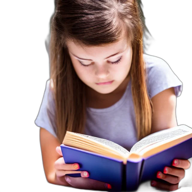 photorealistic, photo, girl, reading, book, highly, detailed, hdr transparent PNG cut-out