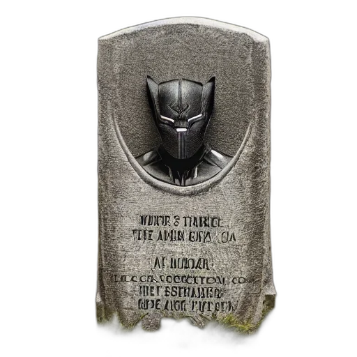 comic book art, tombstone, inscribed, words, black, panther, wakanda, forever transparent PNG cut-out