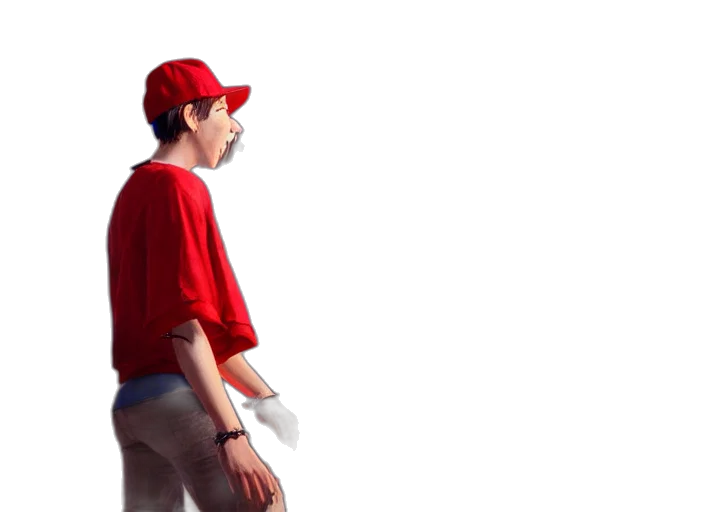 staff, hat, concept art, photorealistic, 3d render, pixel art, red, character transparent PNG cut-out