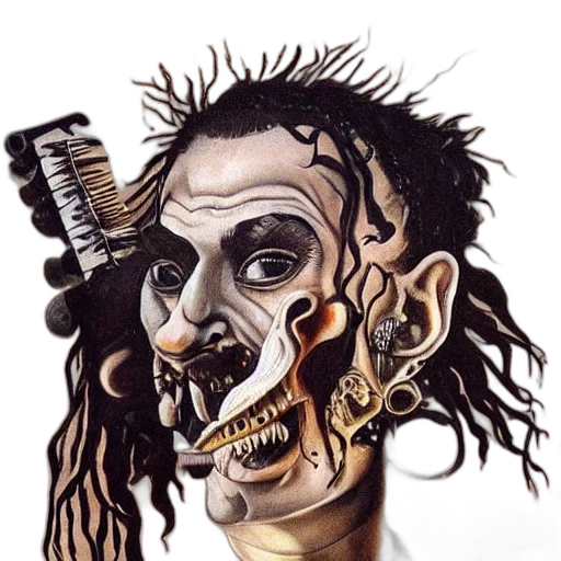 face, mask, hair, creature, photorealistic, concept art, cartoon, watercolor transparent PNG cut-out