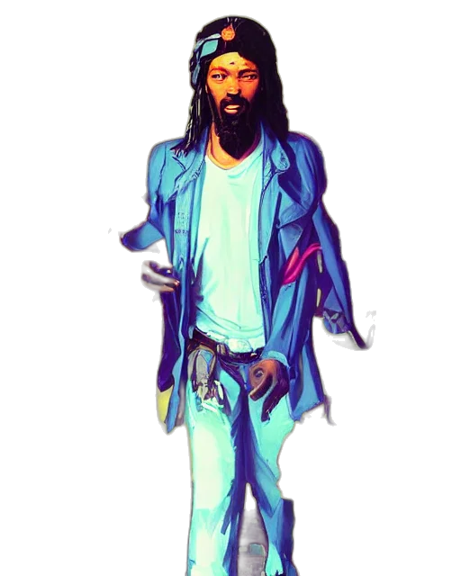 jacket, staff, concept art, vaporwave transparent PNG cut-out