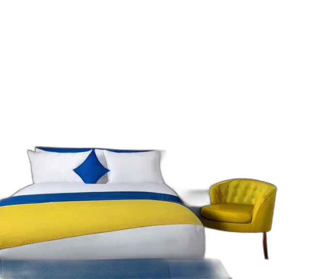 furniture, 3d render, photorealistic, concept art, blue, colorful, photo, hotel transparent PNG cut-out