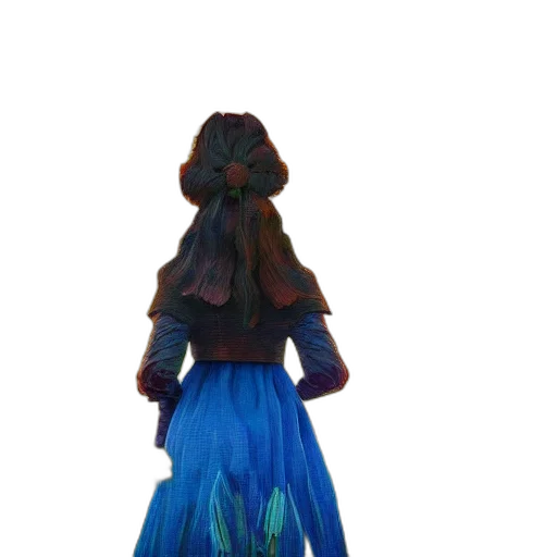 dress, mask, hair, staff transparent PNG cut-out