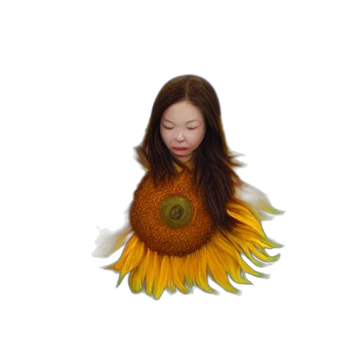 flower, hair, dress, staff, 3d render, photorealistic, oil painting, fantasy art transparent PNG cut-out