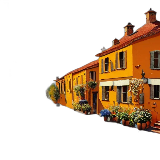 building, umbrella, furniture, 3d render transparent PNG cut-out
