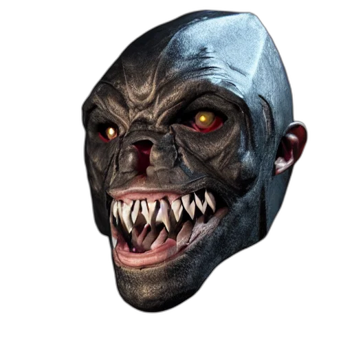 mask, face, creature, staff, concept art, 3d render, photorealistic, fantasy art transparent PNG cut-out