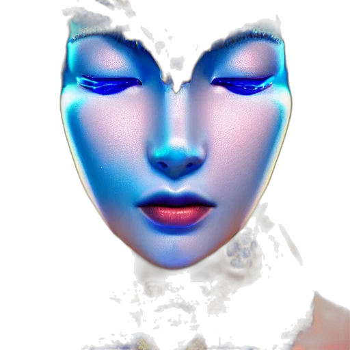 mask, face, robot, jewelry, vaporwave, 3d render, photorealistic, concept art transparent PNG cut-out