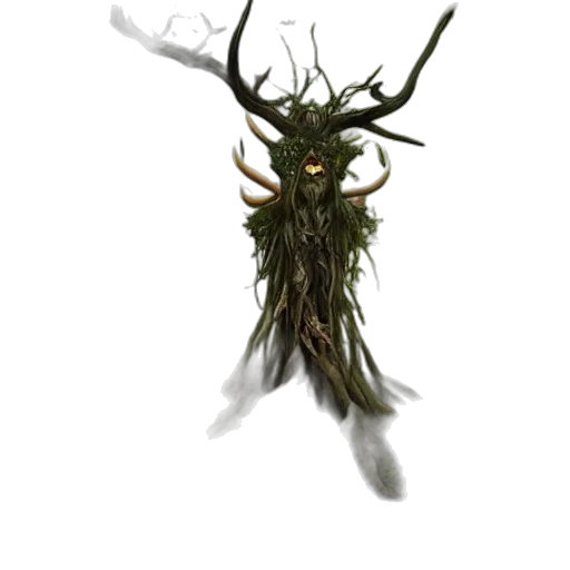 creature, crown, hair, staff transparent PNG cut-out