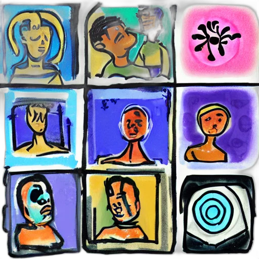 mask, face, oil painting, concept art, watercolor, cartoon, underwater, neon lights transparent PNG cut-out