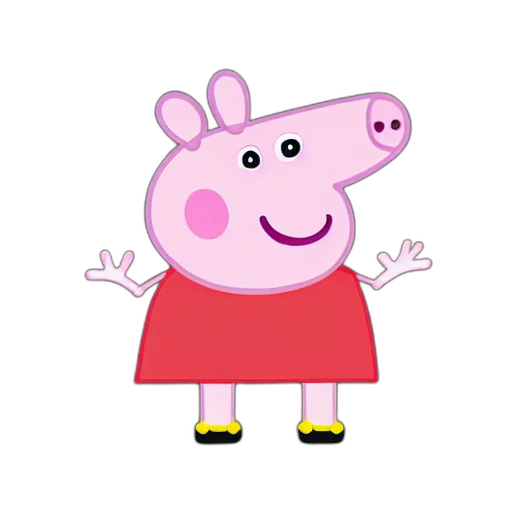 animal, dress, creature, face, cartoon, 3d render, concept art, peppa transparent PNG cut-out