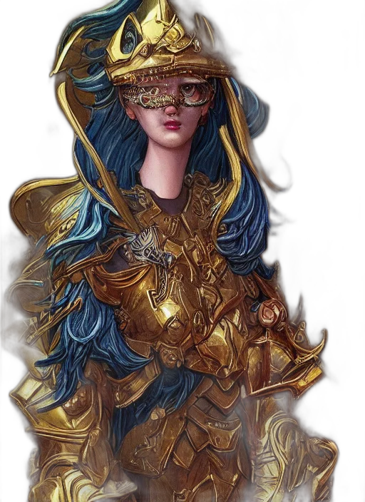mask, crown, dress, face, fantasy art, concept art, photorealistic, oil painting transparent PNG cut-out