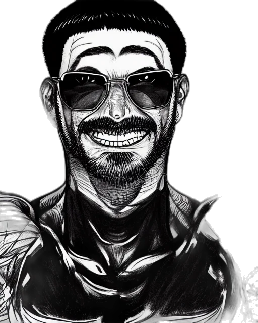 face, mask, jacket, comic book art transparent PNG cut-out