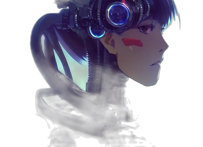 robot, mask, face, creature, cyberpunk, concept art, anime, vaporwave transparent PNG cut-out