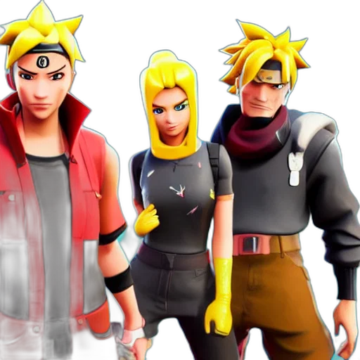 concept art, 3d render, comic book art, anime, fortnite, naruto transparent PNG cut-out