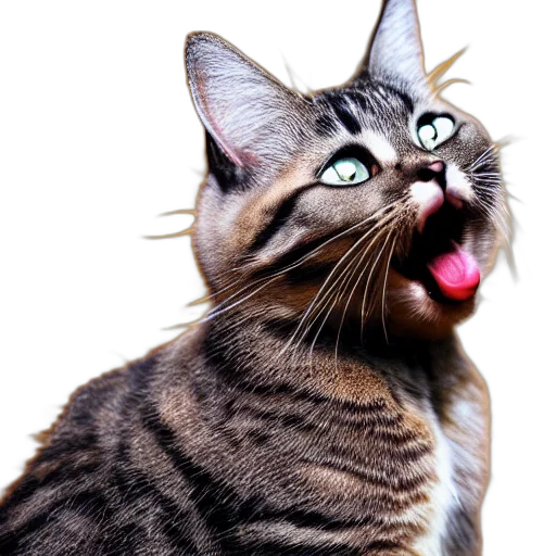 animal, creature, staff, face, photorealistic, 3d render, cat, singing transparent PNG cut-out