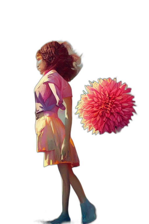 flower, umbrella, dress, staff, concept art, photorealistic, watercolor, 3d render transparent PNG cut-out