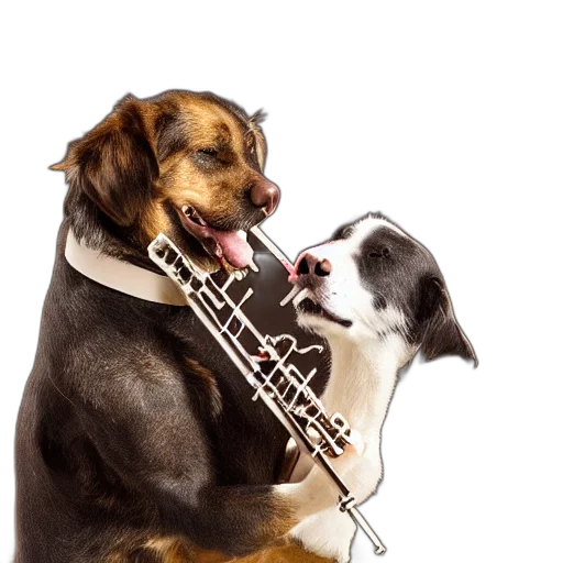 animal, dog, playing, flute, studio, lighting transparent PNG cut-out