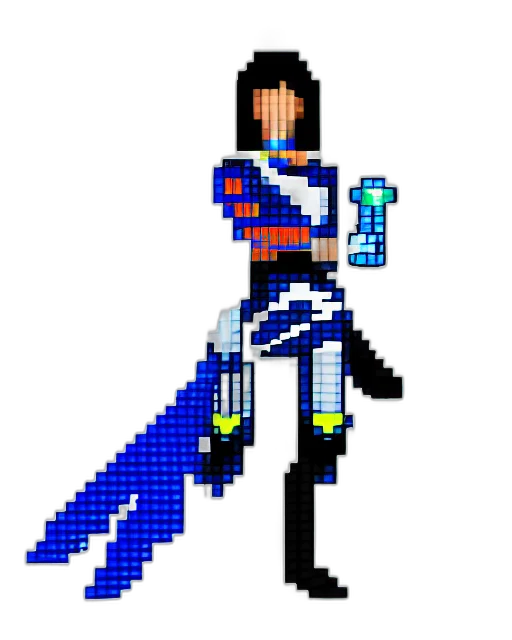 staff, sword, weapon, pixel art, fantasy art, vaporwave, concept art, blue transparent PNG cut-out