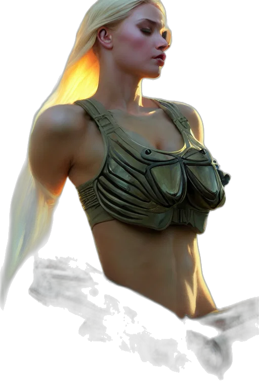 weapon, fantasy art, concept art, 3d render, comic book art, golden, green, earth tones transparent PNG cut-out