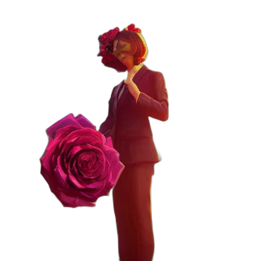 flower, dress, staff, crown, 3d render, concept art, photorealistic, cartoon transparent PNG cut-out