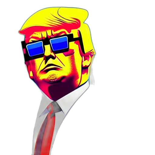 mask, pixel art, vaporwave, cartoon, 3d render, portrait, donald, trump transparent PNG cut-out